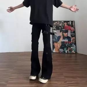 보니따스 남친 바지 팬츠 청 슬림핏 카고 와이드 하이웨스트 멜빵 ADOR1