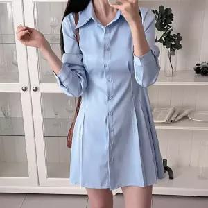 [신상오픈런]프린세스라인 키작녀 슬림핏 플리츠 롱셔츠 원피스 (29949855)