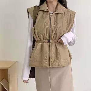 [신상오픈런]여성 기모 퀼팅 패딩 조끼 벨트 스타일 나일론 (42612824)