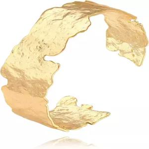 포테사 18K 골드 도금 커프 팔찌 조절 가능한 앙티 뱅글 핸드메이드 여성용 주얼리