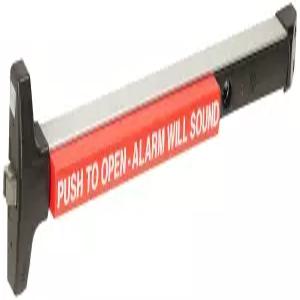 36인치 와이드 도어용 Detex V40EB62836 림 출구 장치 9볼트 배터리로 알람 양극 산화 알루미늄 마감 처리