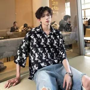 보니따스 캐주얼 여름 남사친 빅사이즈 남방 반팔 디자인 솔리드 셔츠 프린트 ADOR1