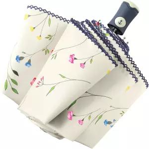 DBA FDJAY 선 엄브렐러 컴팩트 접이식 여행용 자동 개폐 기능으로 방풍 방수 및 99.9 자외선 차단 파라솔과