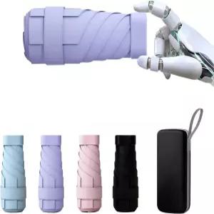 ADFGEGL 컴팩트 여행용 우산 방풍 수동 접이식 UPF50+ 휴대용 미니 남녀용 케이스 포함