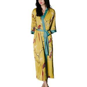 다이워 코우트 실크 새틴 로브 여성용 롱 기모노 경량 소프트 목욕 플로럴 럭셔리 드레스 가운
