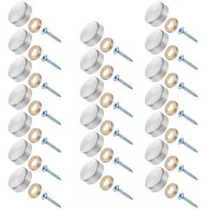 타이칸온 20피스 스테인리스 스틸 나사 커버 캡 0.63 /16mm 직경의 거울 장식 실버 미러 패스너 간판 광고