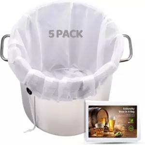 5 팩 브루 백 재사용 가능 가정용 26 x22 초대형 미세 메쉬 스트레이너 홉 그레인즈 와인 맥주