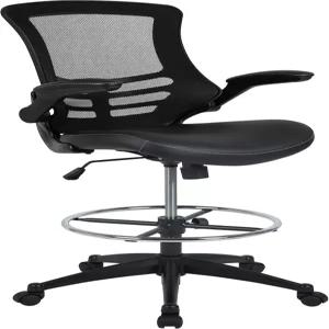 조절 가능한 가죽 소프트 시트 높이의 플래시 가구 켈리스타 미드백 스위블 오피스 의자 플립업 암이 있는