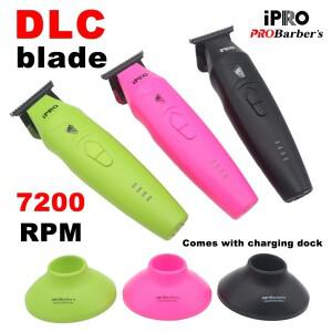 남성용 트리머 전문 이발사 DLC 블레이드 제로 갭 7200RPM 7.5W 베이스 충전기 포함 헤어 이발기