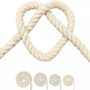 면 로프 검은색 코드 3 가닥 꼬임 마크라메 코드베이지 6mm x 16피트