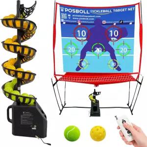 그물이 달린 포스볼 피클볼 머신 볼 던지기 연습용 리모컨이 있는 휴대용 런처 내장된 5200mAh 리튬 배터리