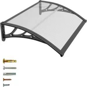 JYJNHOME 32x40인치 창문 문 차양 외부 폴리카보네이트 야외 오버행 캐노피 쉘터 UPF 50+ UV 레인 스노우