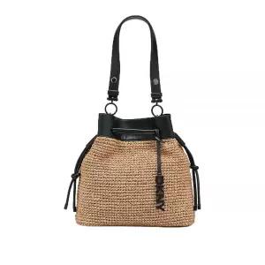 DKNY 여성용 핸드백 버킷, 내추럴/블랙, 원 사이즈