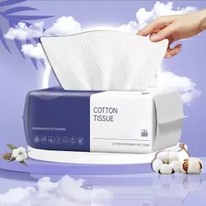 민감하고 보풀이 없는 얼굴 티슈 메이크업 리무버를 위한 초두꺼운 일회용 페이셜 워시 천 100개 포함