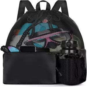 수영을 위한 젖은 포켓 메시 드로스트링 백이 있는 브로투 수영 가방 비치 백팩 헬스장