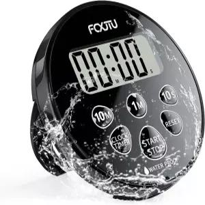 FCXJTU 디지털 방수 샤워 시계 타이머 알람이 있는 욕실 카운트다운 마그네틱 백 주방 조리용 스탠드 다크