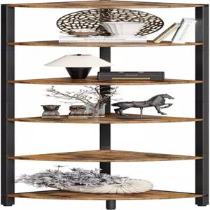 6 티어 코너 선반 63.1 높이 스탠드 사다리 금속 서가 정리함 디스플레이 랙 책장 식물 거실 침실용 산업용