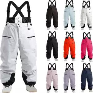ZWRXW 스키복 여성 남성 스키 스노우 빕스 팬츠 보온 방수 오버롤 점프수트 겨울 원피스 배기 스노보드