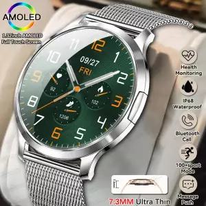 호환  초박형 SmartWatch 1.32 AMOLED 디스플레이 HD 466466 여성을 항상 시간 호출 알림 표시 남성 Smartw