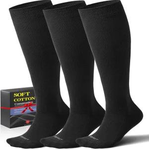 여성용 부드러운 면 압박 양말 20-30mmHg 남성용 무릎 순환 위한 여행을 - 임신 간호사 높이 지지대