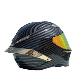 레이싱 모토크로스 안전 헬멧 골드 카본 파이버 ECE 인증 싱글 렌즈 풀페이스 바이크 오토바이 카스코
