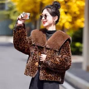 여성패션 가죽 자켓 퍼 일체형 코트 겨울 루즈핏 도톰 빅 터틀 밍크 털 레오파드 에코 DL4
