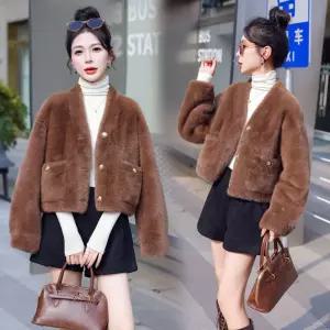 여성패션 가죽 자켓 모피 일체형 퍼 코트 겨울 밍크털 DL4