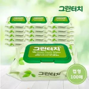 그린터치물티슈(100매)-1개 캡형/국산/저자극/피톤치드