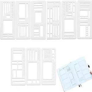 9개의 수제 유연한 기록 템플릿 도트 그리드 및 노트북용 재사용 가능한 플래너 스텐실 세트 드로잉