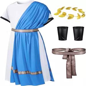 미사나비 남성 토가 코스튬 - 그리스 신 로만 코스프레 의상 할로윈 가운 액세서리 세트