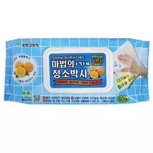 마법의 청소박사 60매 -T 청소 걸레 행주 물티슈 찌든때 기름때 세정티슈 크리너 클리너