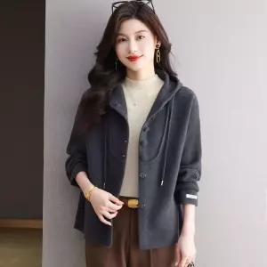 여성패션 후드 가디건 모직 럭셔리 상의 가을 겨울 도톰 캐주얼 빅사이즈 카디건 DL4