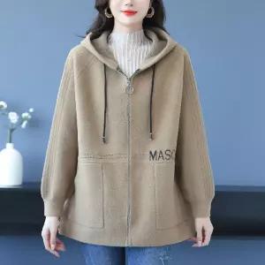여성패션 후드 가디건 가을겨울 모직 카디건 미디엄 롱 빅사이즈 상의 살코기 도톰함 DL4