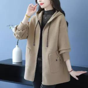 여성패션 후드 가디건 캐주얼 겨울 도톰 톱 빅사이즈 모직 카디건 롱 DL4