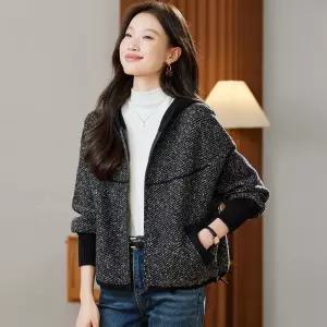 여성패션 후드 가디건 가을겨울 모직 집업 가오리핏 상의 DL4