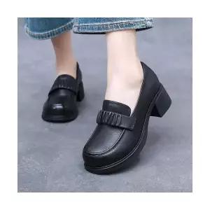 여자플랫슈즈 리얼 가죽 로퍼 소 봄 가을 작은 구두 캐주얼 사계절 빈티지 단화 ible3