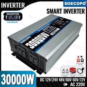 SOECOPO 30000W 전원 인버터, 12V/24V 48V/60V 60V/72V ~ 220V 자동차 전압 변환기(소켓 2개 포함), 듀얼 입력 자동차 액세서리