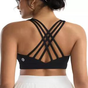 여성용 러닝걸 스포츠 브라 패드가 바느질된 하이 임팩트 크리스 크로스 백 몰드 컵 러닝