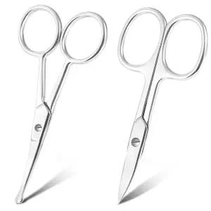 여성용 2PCS 다기능 눈썹 가위 남성용 콧수염 및 코털 속눈썹용 곡선 그루밍 - 프리미엄 스테인리스 스틸