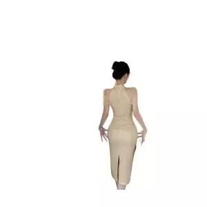 여성 H라인 스커트 프렌치 치파오 망사 원피스 뒤 트임 DUCHI1