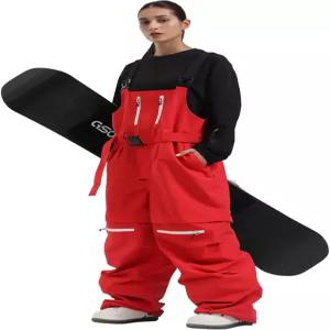 히에크더 여성 남성 스노보드 턱받이 스노우 슈퍼 배지 방수 방풍 단열 루즈 스키 팬츠 오버롤 겨울 스포츠