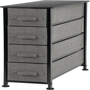 4개의 탈착식 패브릭 서랍이 있는 좁은 서랍장 수납 타워 스탠드 디자인 - 스틸 프레임 침실 현관 옷장용