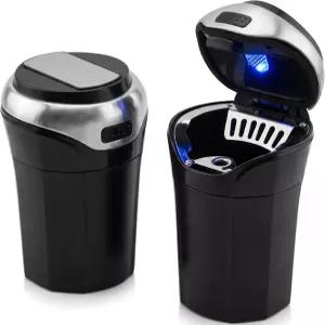 TAKAVU 차량 재떨이1팩 뚜껑이 있는 파란색 LED 조명과 탈착식 라이터로 대부분의 컵 홀더실버를 위한