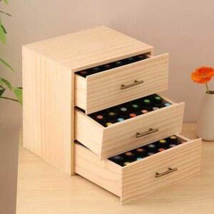 오일 보관상자 90칸 서랍형 소나무 3단 원목