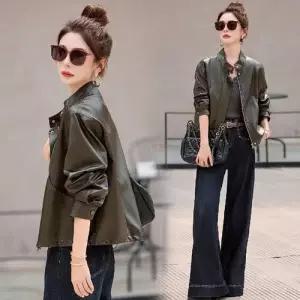 캐주얼 빈티지 가을 쇼트 코트 가죽 여자가죽자켓 차이나 재킷 ible3