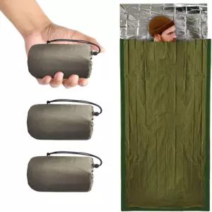 응급 침낭 생존 가방 3팩 보온 방수 마일라 비비 백 극한 추위 캠핑 하이킹 및 야외 장비를 위한 휴대용
