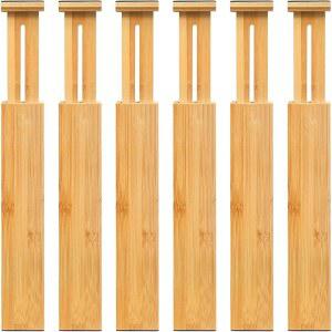 베페 조절식 대나무 서랍 칸막이 주방 침실 욕실 및 사무실용 확장형 정리함 6팩