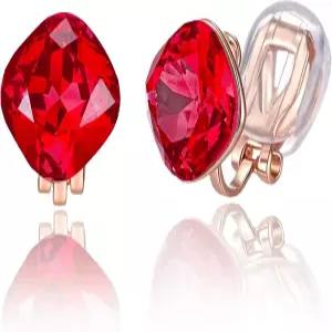 이브빅 오스트리아 크리스탈 스퀘어 여성용 귀걸이에 14K 금 도금 비 피어싱으로 민감한 귀를 위한 기념