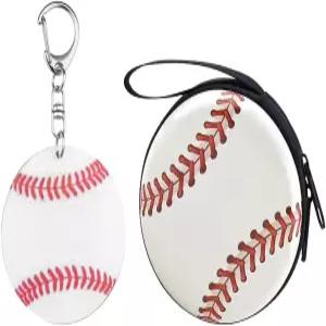 지퍼가 달린 시사도 코인 지갑 열쇠고리 축구 배구 야구 파우치 원형 스포츠 양철 가방 연인용