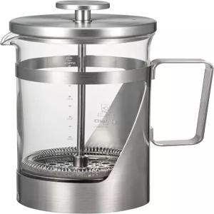 하리오 THSV4HSV 헤어라인 실버 프레스 커피 내열 유리 스테인리스 스틸 실용적인 용량 20.3 fl oz 600ml